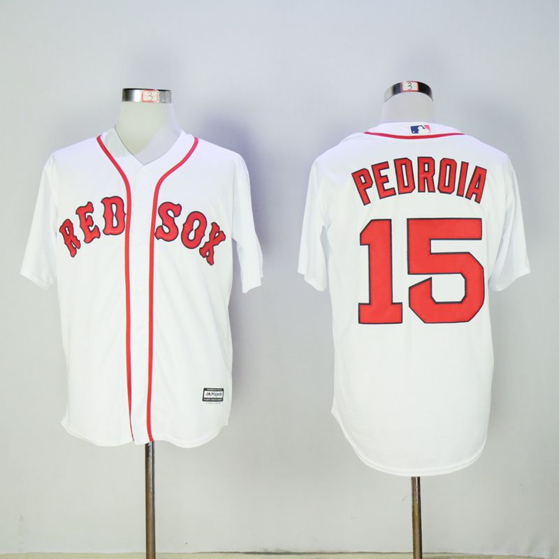 Men Boston Red Sox 15 Pedroia White Game MLB Jerseys
